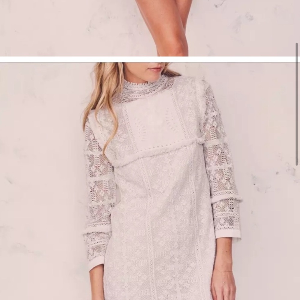 Loveshackfancy Gia lace high neck lace dress embroidered lana del ray style